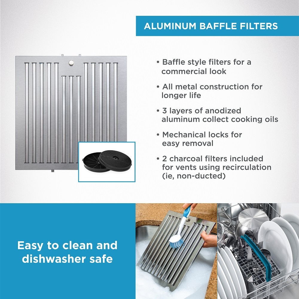 Vissani 30 in. W Convertible Wall Mount Range Hood with 2 Charcoal